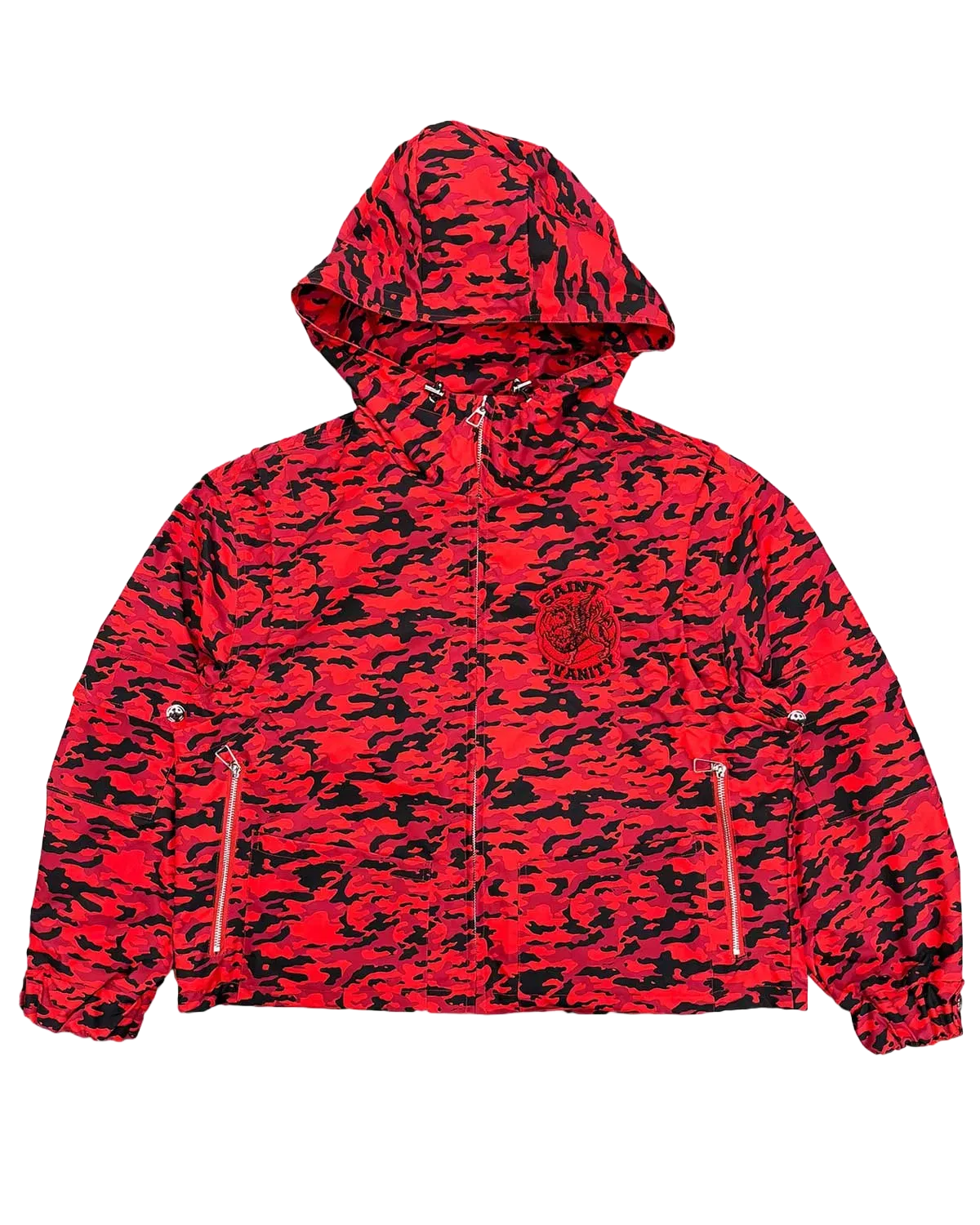 Saint Vanity Nylon Hooded Jacket Tiger Camo Red
