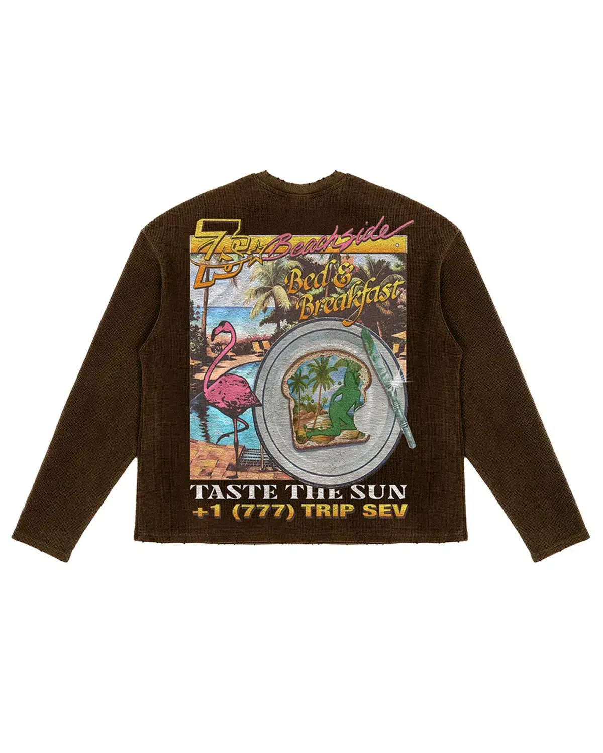 Triple Seven Triple Sevens Weekend Getaway Waffle Knit L/S Tee Brown