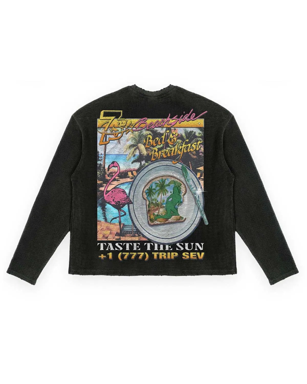 Triple Seven Triple Sevens Weekend Getaway Waffle Knit L/S Tee Black