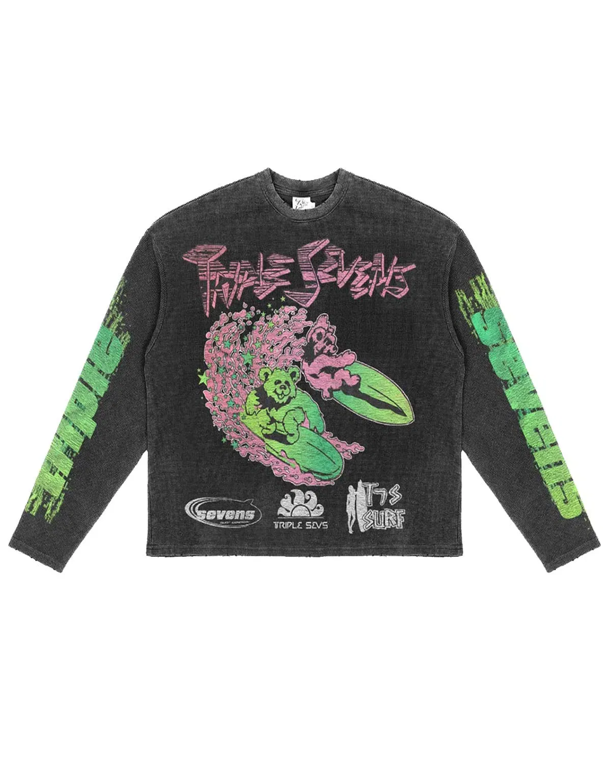 Triple Seven Triple Sevens ASV2 Waffle Knit L/S Tee Black/Green