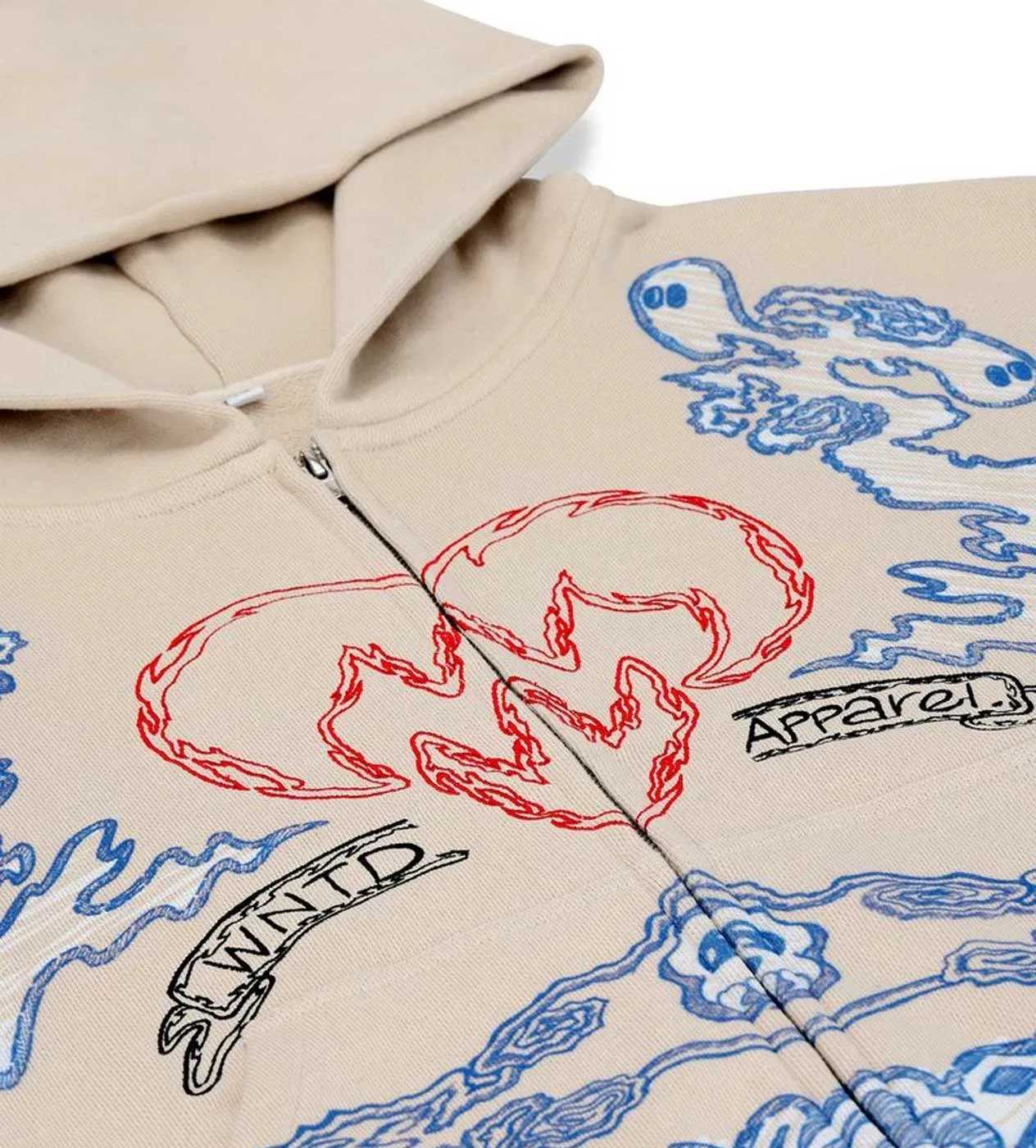 WNTD Apparel WNTD Sketch Zip Up Hoodie Cream