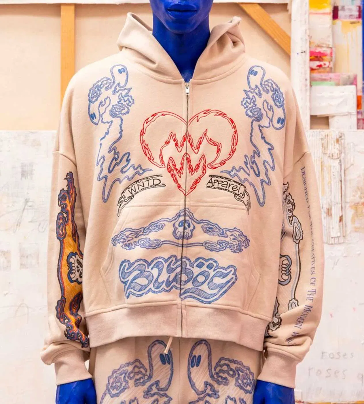 WNTD Apparel WNTD Sketch Zip Up Hoodie Cream