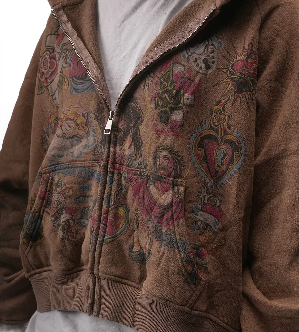 Righteous Risen King Zip Up Hoodie Brown