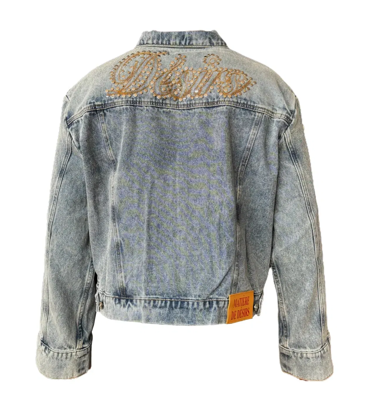 Bottega Desires Matiere De Desirs Studded Pleated Denim Jacket Blue
