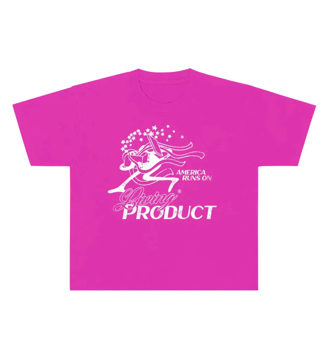 Living Product Runs On Product Tee Pink