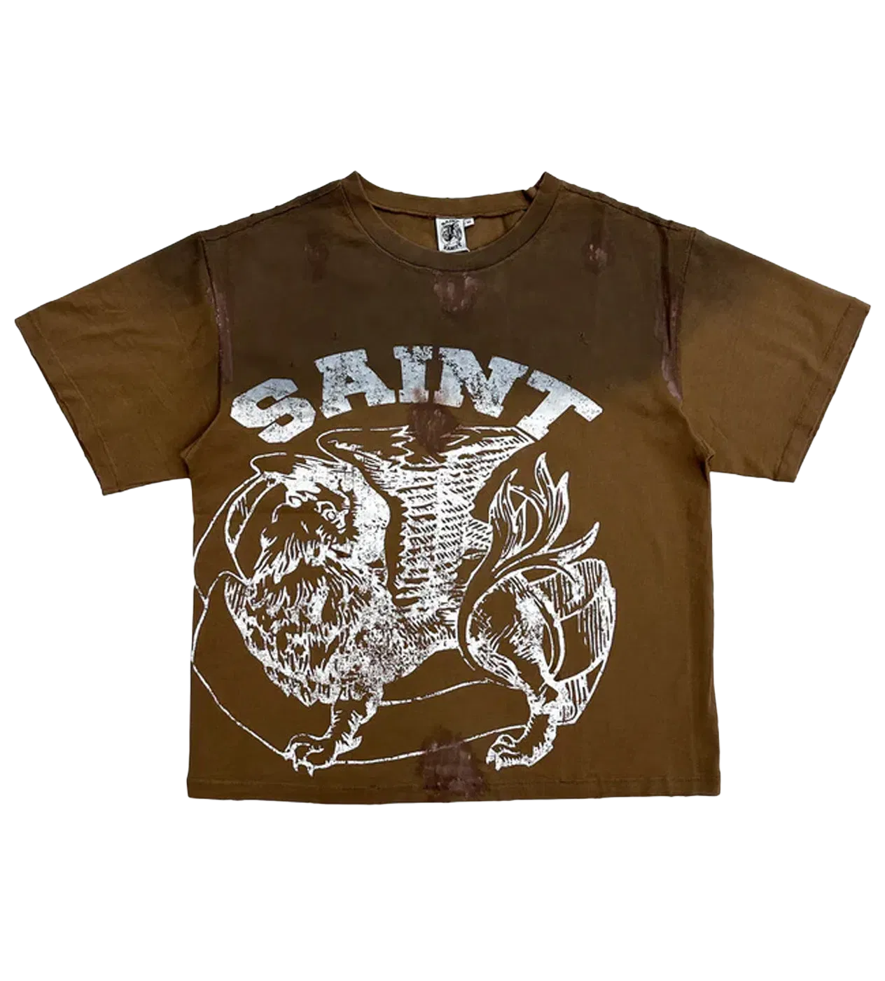 Saint Vanity Griffin Tee Distressed Washed Brown