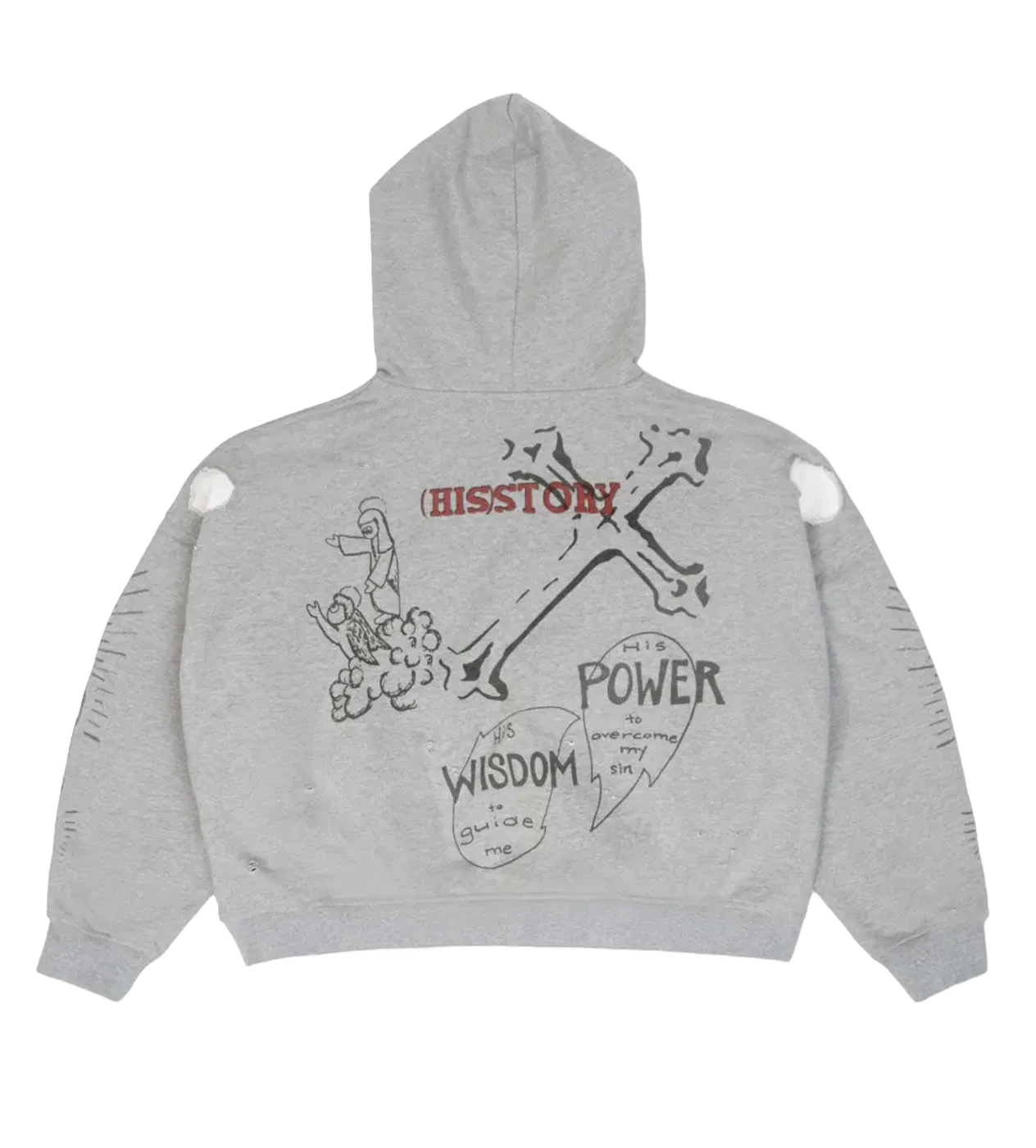 Righteous 3:16 Distressed Hoodie Grey