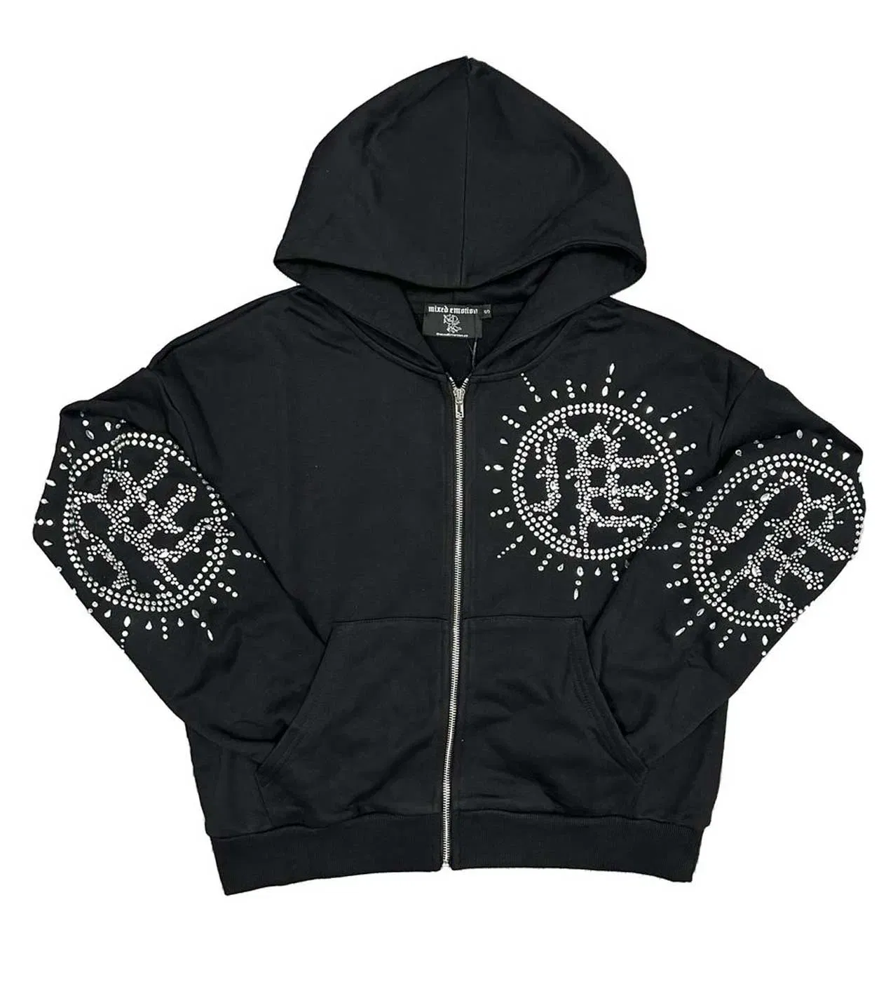 Mixed Emotions Eclipse Rhinestone Hoodie Black