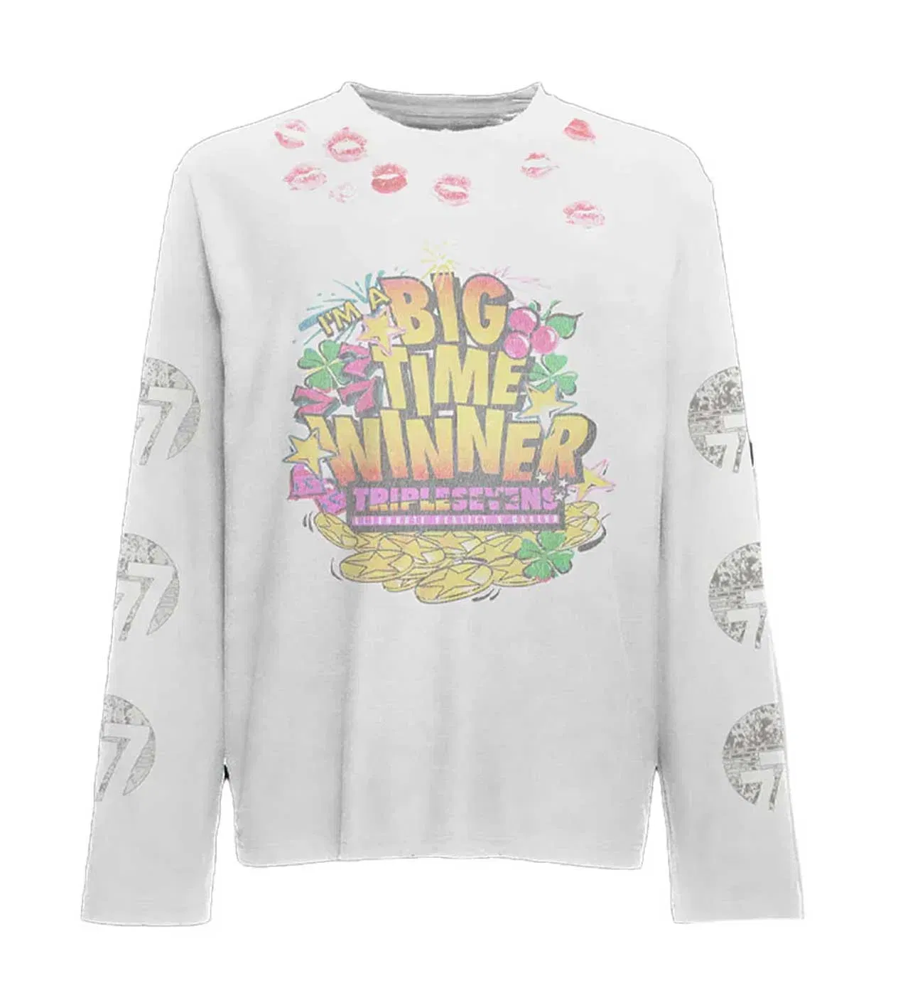 Triple Seven Triple Sevens Lucky Kiss L/S Tee White