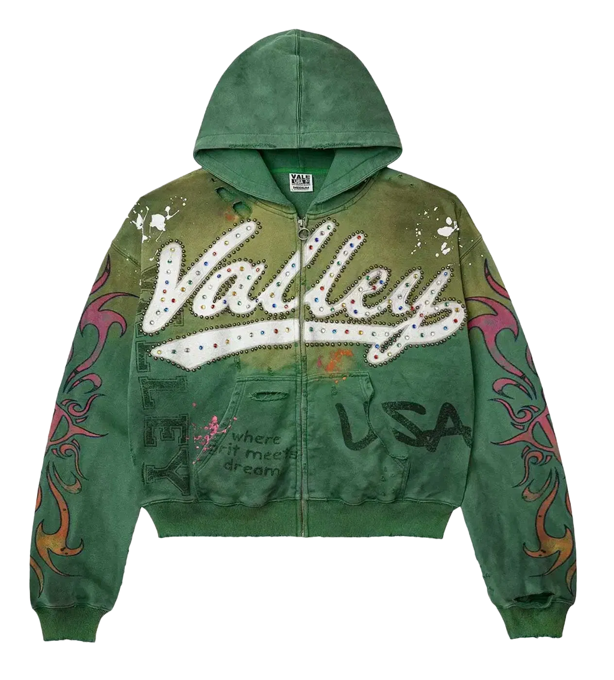 Vale Forever Inferno Zip Up Hoodie Green