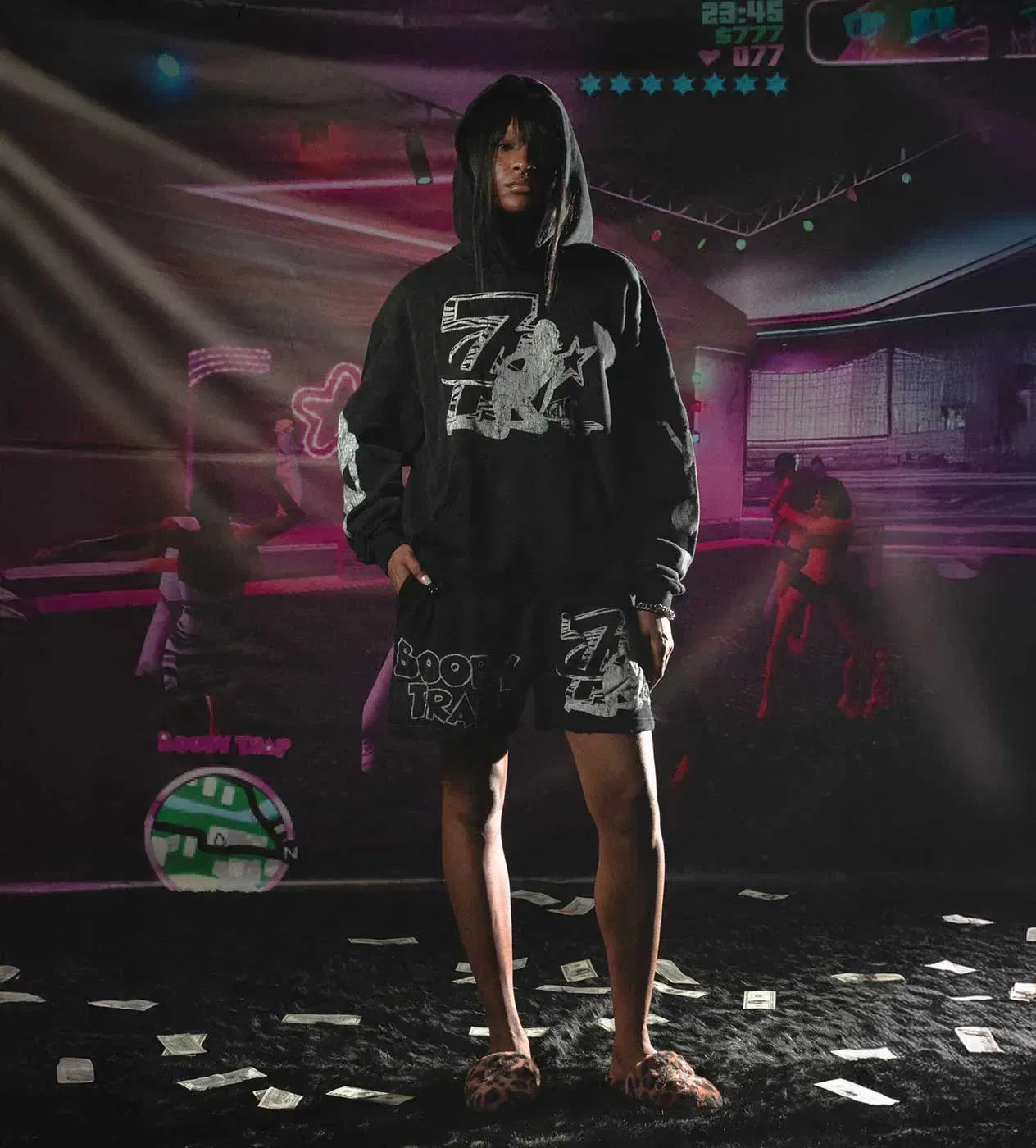 Triple Seven Triple Sevens Trap Logo Hoodie Black