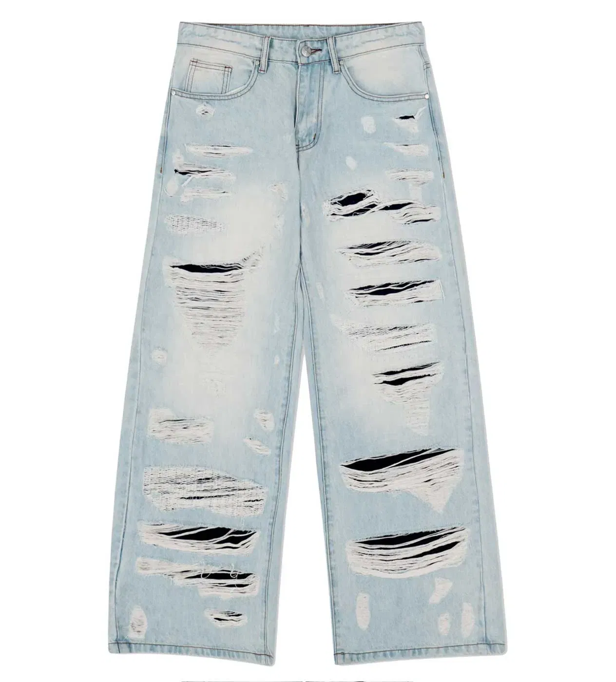 WNTD Apparel WNTD Distressed Double Denim Pants Blue