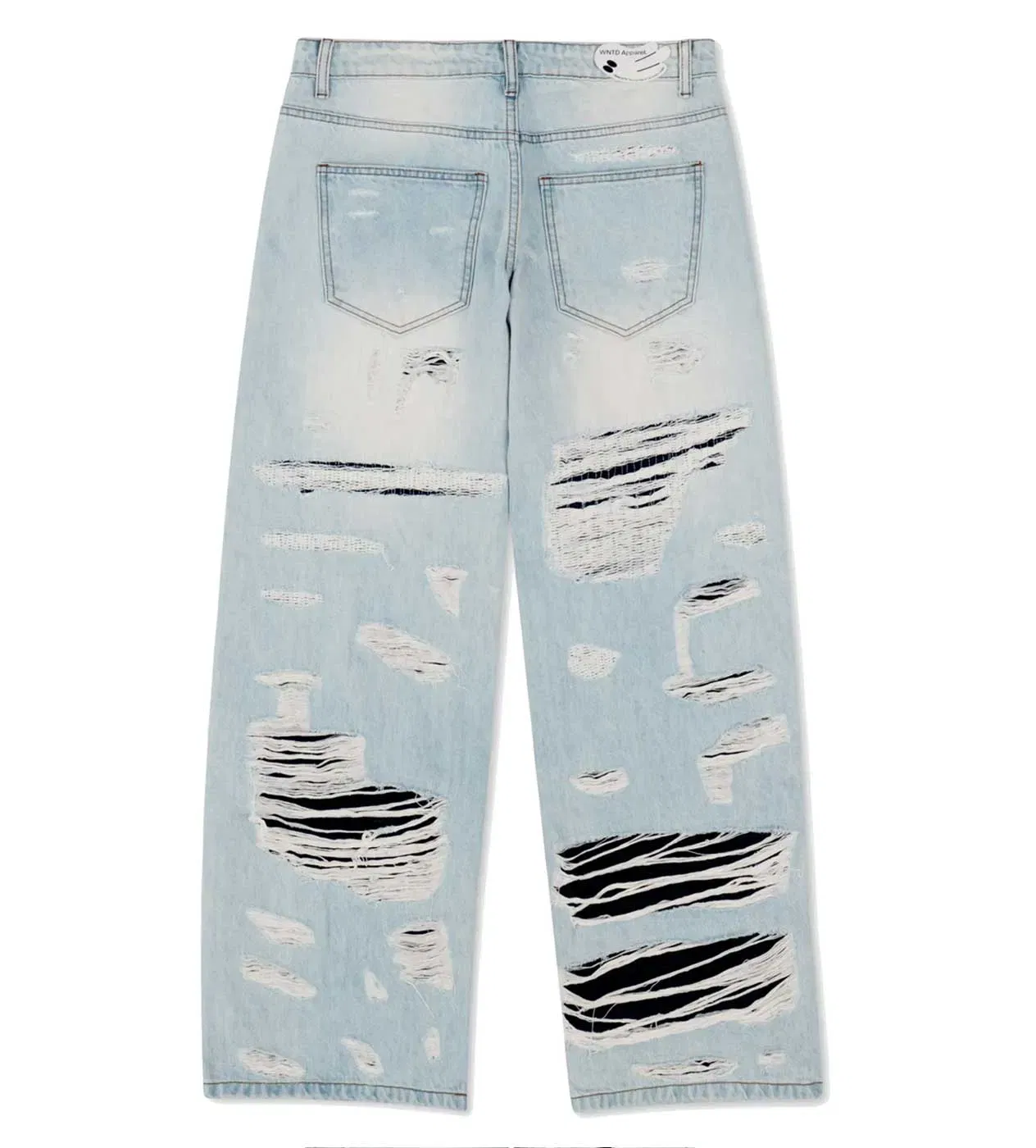 WNTD Apparel WNTD Distressed Double Denim Pants Blue