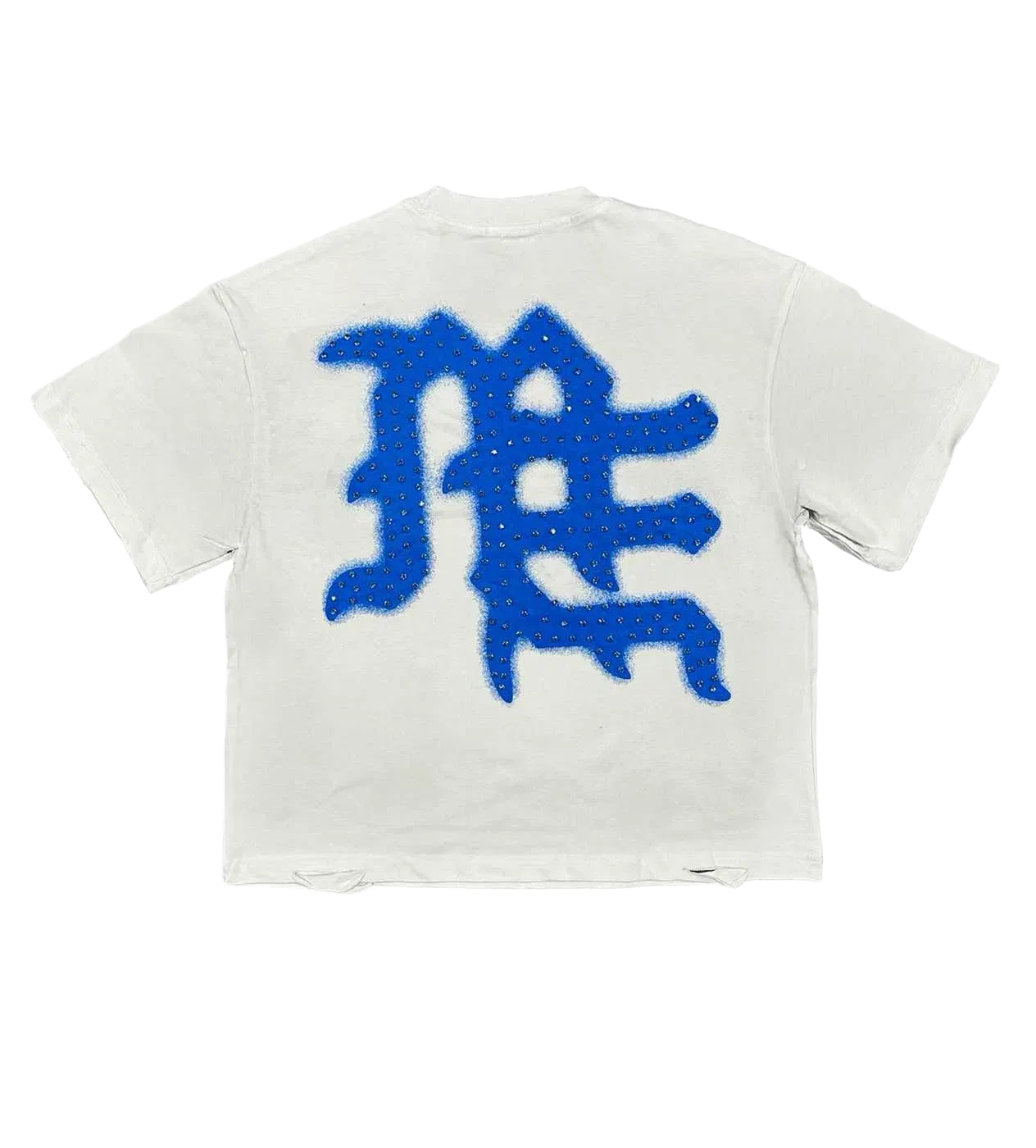 Mixed Emotions End Rhinestone Tee White/Blue