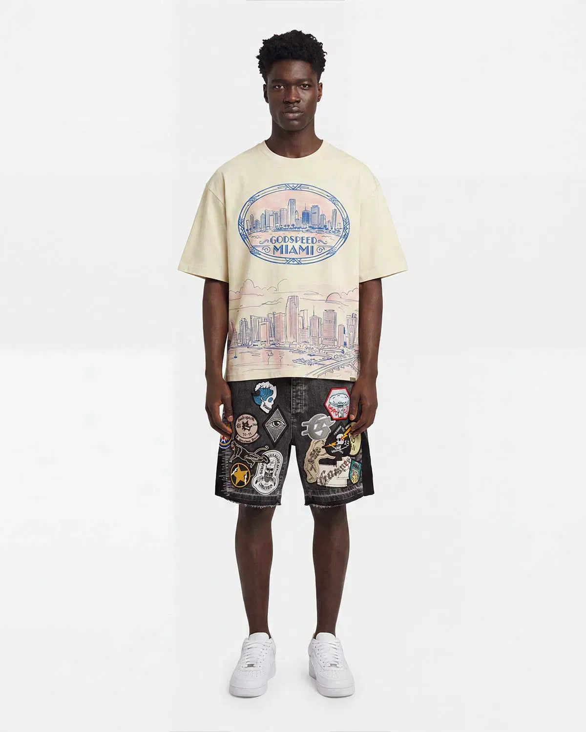 Godspeed Patchwork Denim Shorts V2 Grey