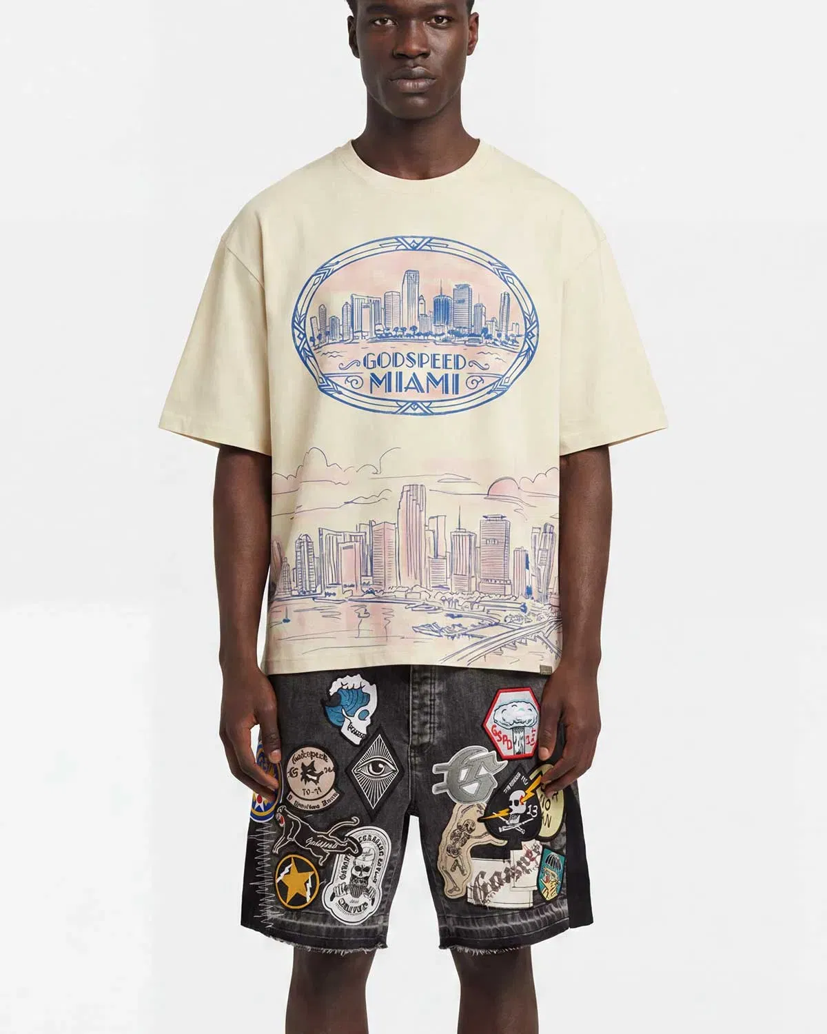 Godspeed Patchwork Denim Shorts V2 Grey