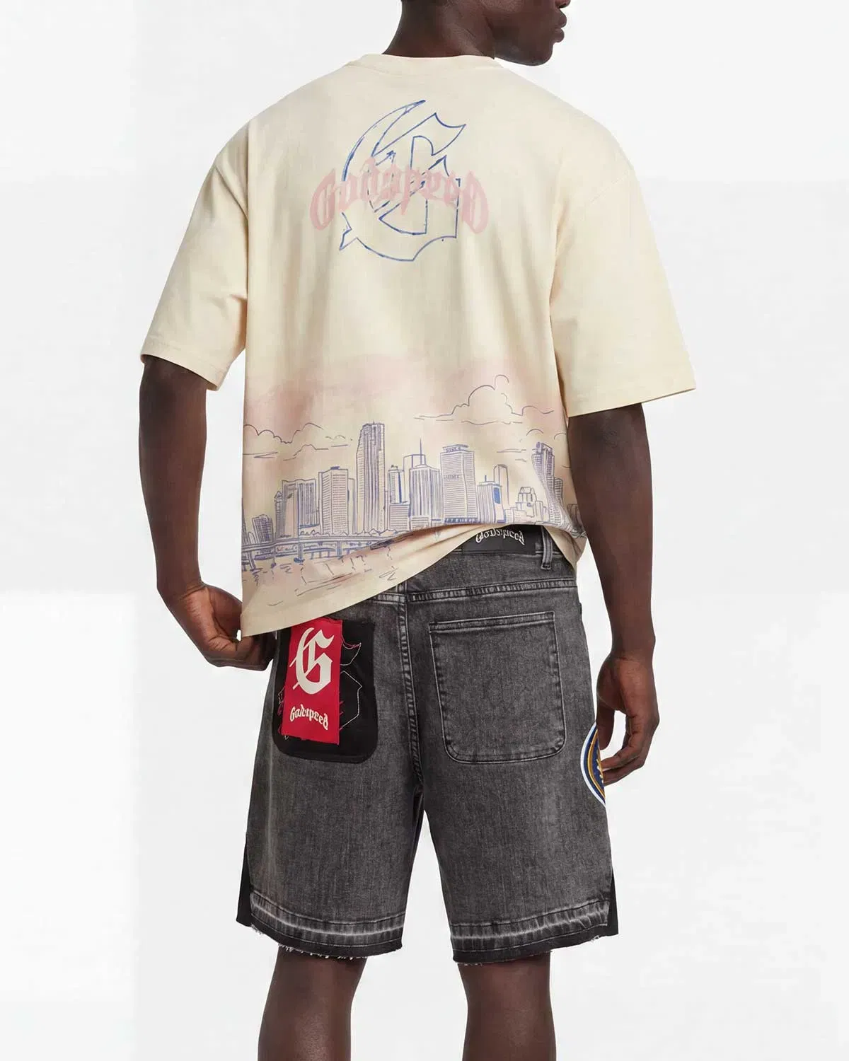 Godspeed Patchwork Denim Shorts V2 Grey