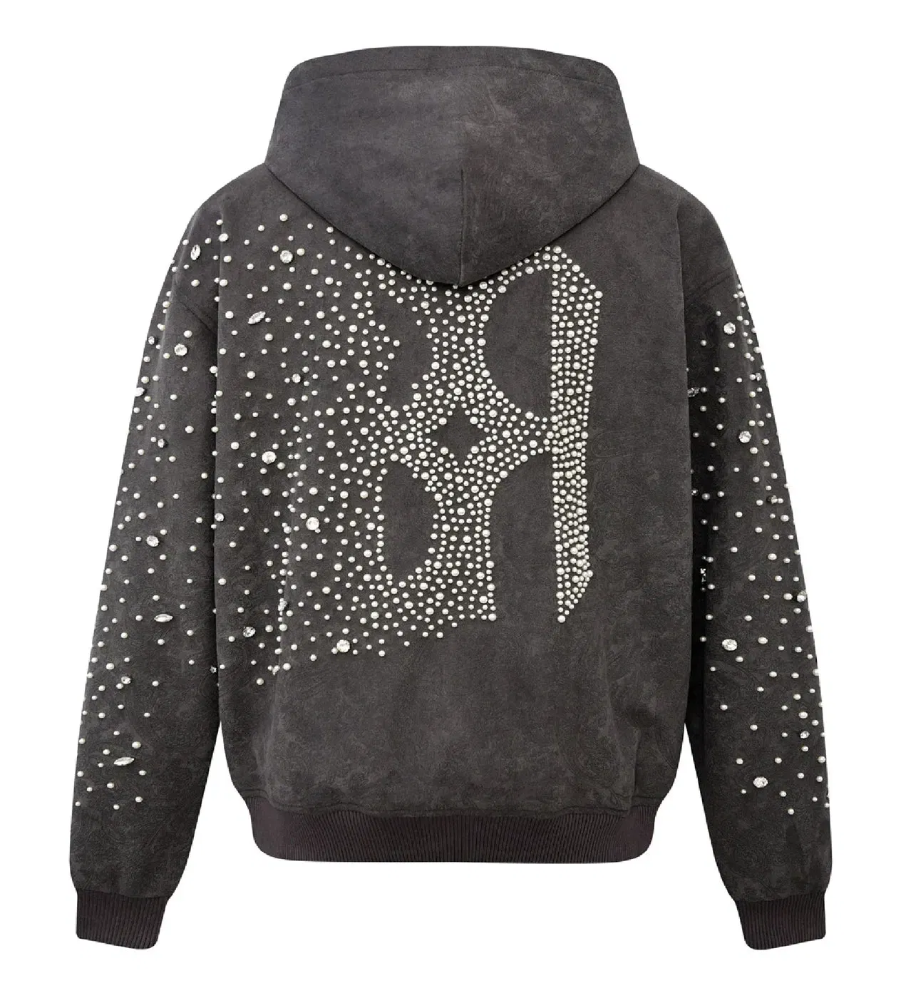 Birth of Royal Child Cashew Blossom Pearl Zipper Hoodie Dark Grey