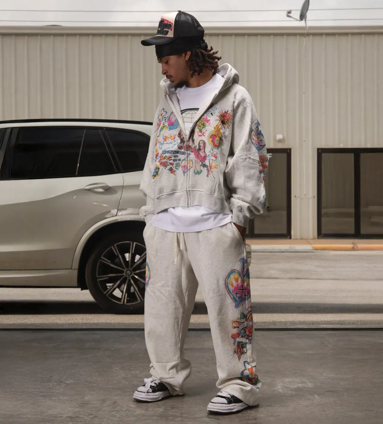 Righteous Risen King Zip Up Hoodie Grey