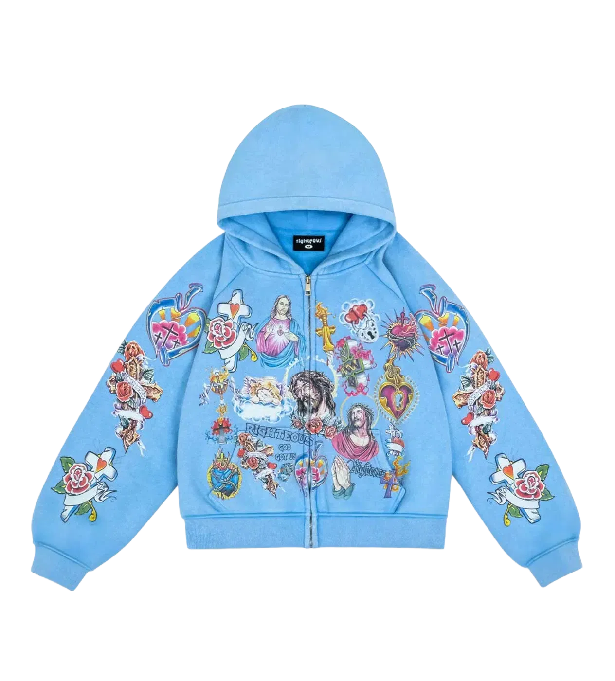 Righteous Risen King Zip Up Hoodie Blue