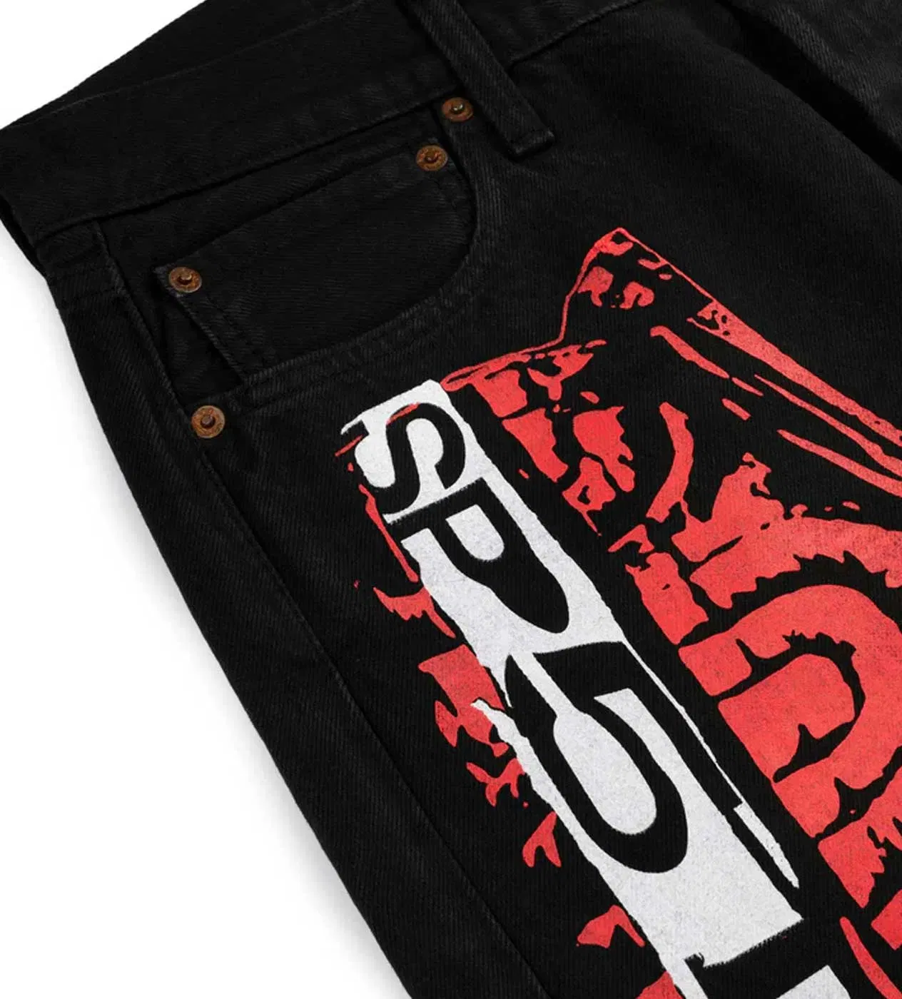 Sp5der Worldwide Sp5der Painted Moto Denim Pant Black/Red