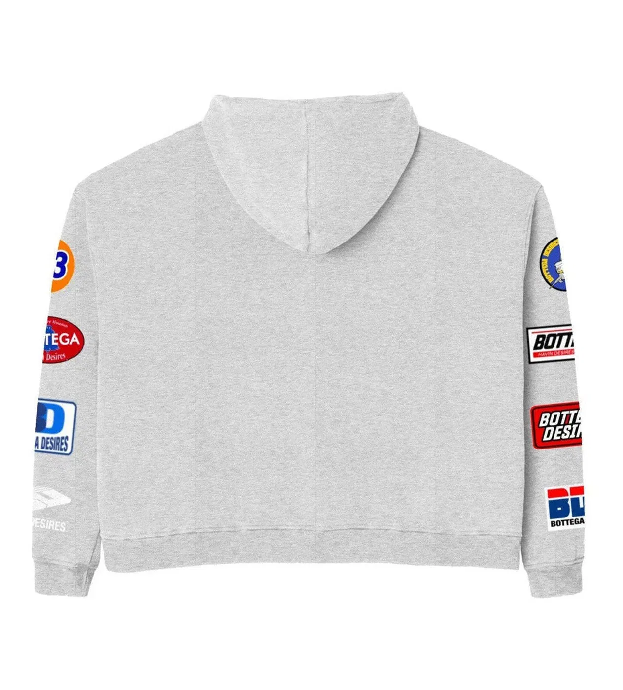 Bottega Desires Patches Zip Up Hoodie Grey