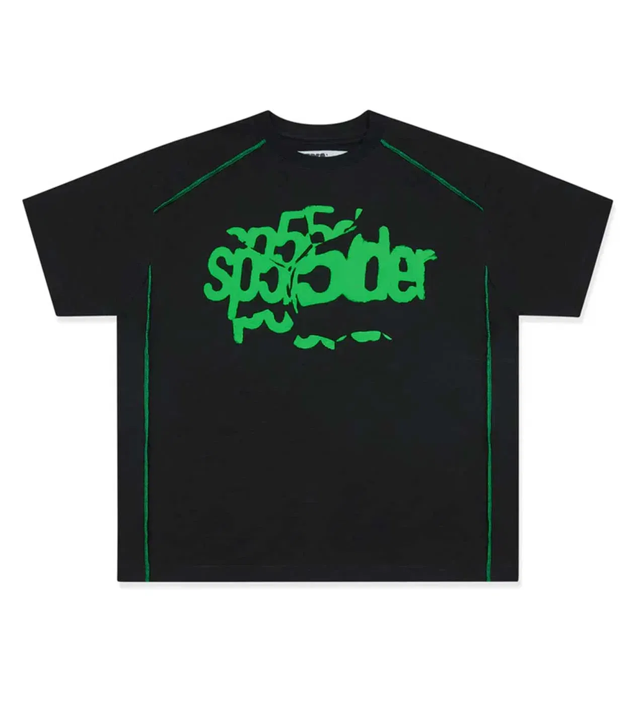 Sp5der Worldwide Sp5der Contrast Stitch Slub Tee Black/Green