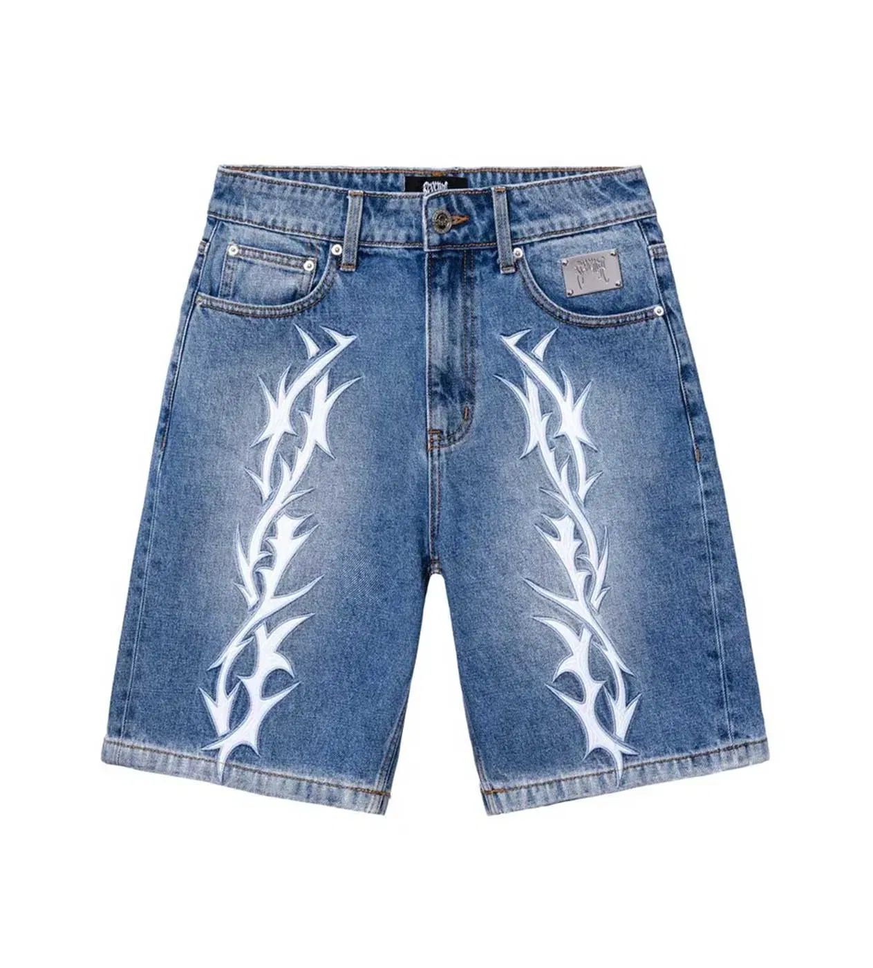 Revenge Thorn Denim Shorts Indigo