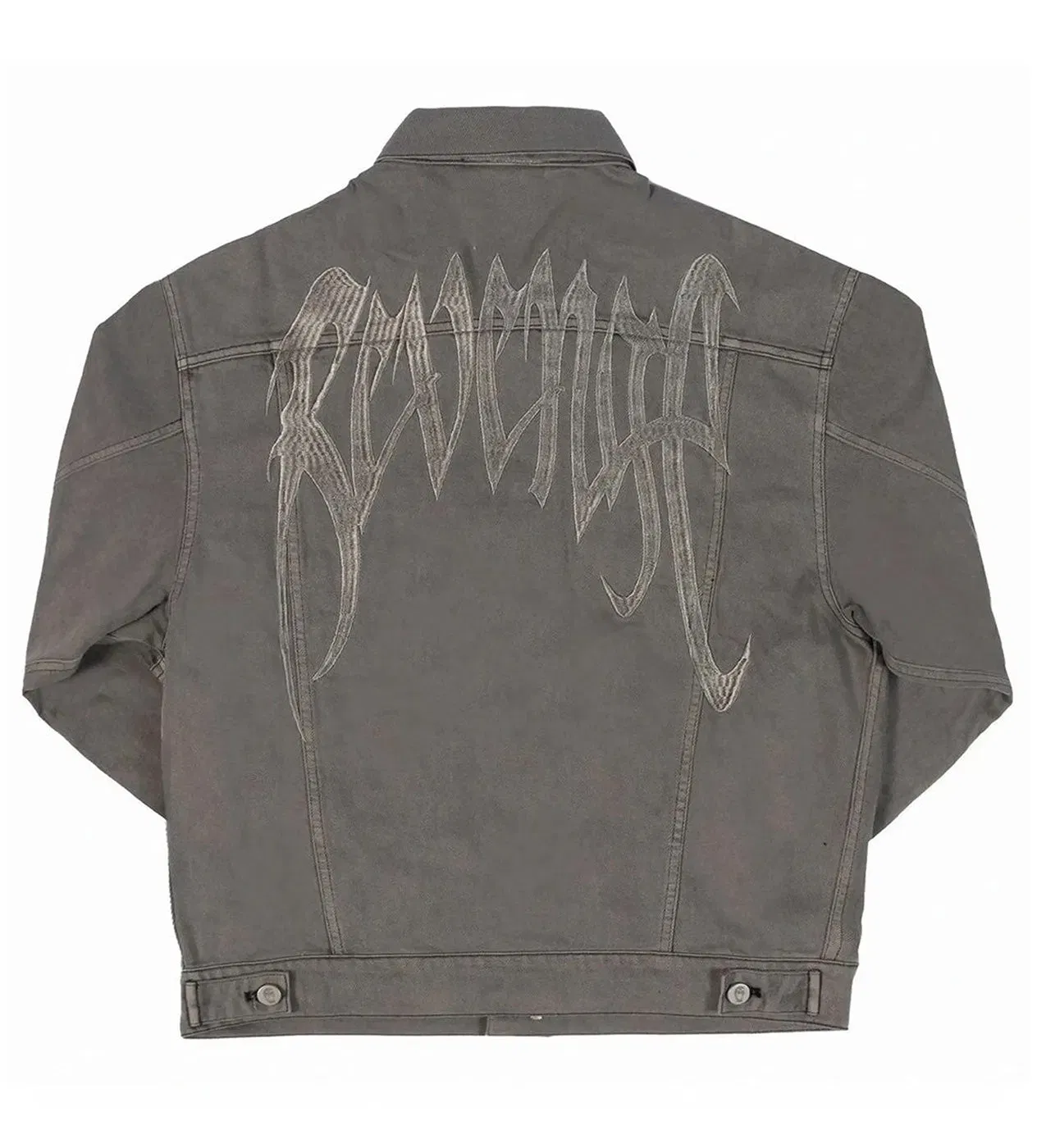 Revenge Embroidered Logo Denim Jacket Grey