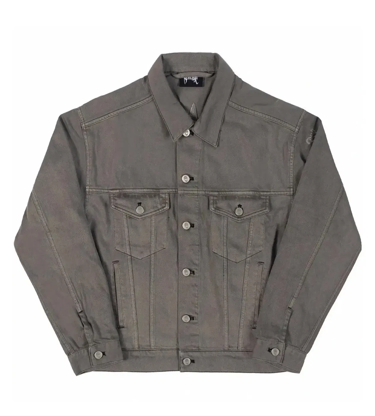 Revenge Embroidered Logo Denim Jacket Grey
