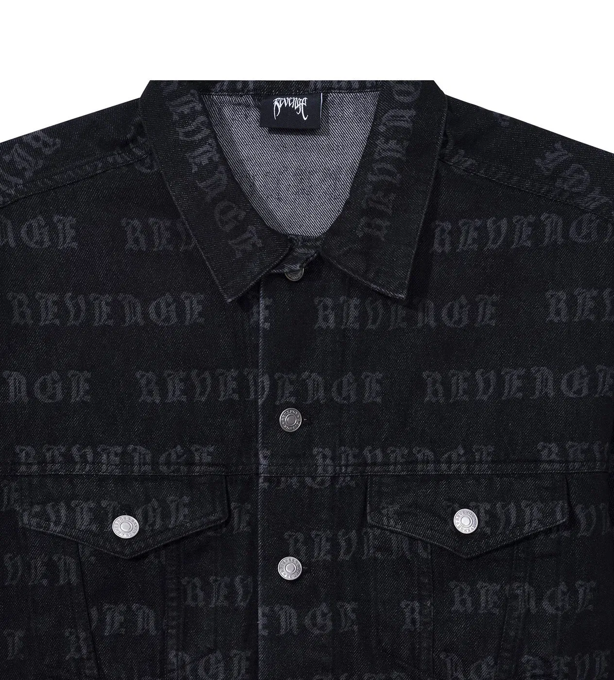 Revenge All Over Logo Denim Jacket Black