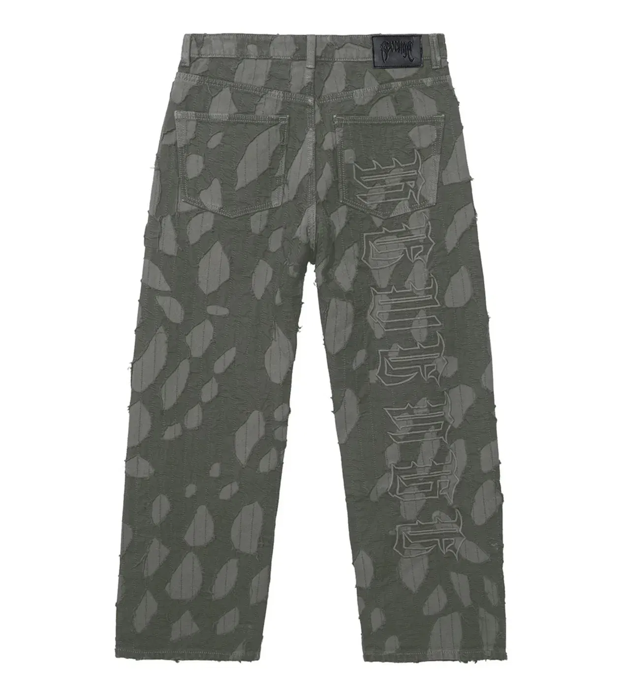 Revenge Graffiti Distressed Boro Denim Pant Grey