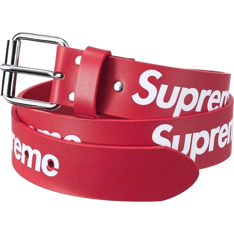 Supreme Repeat Leather Belt (FW25) Red