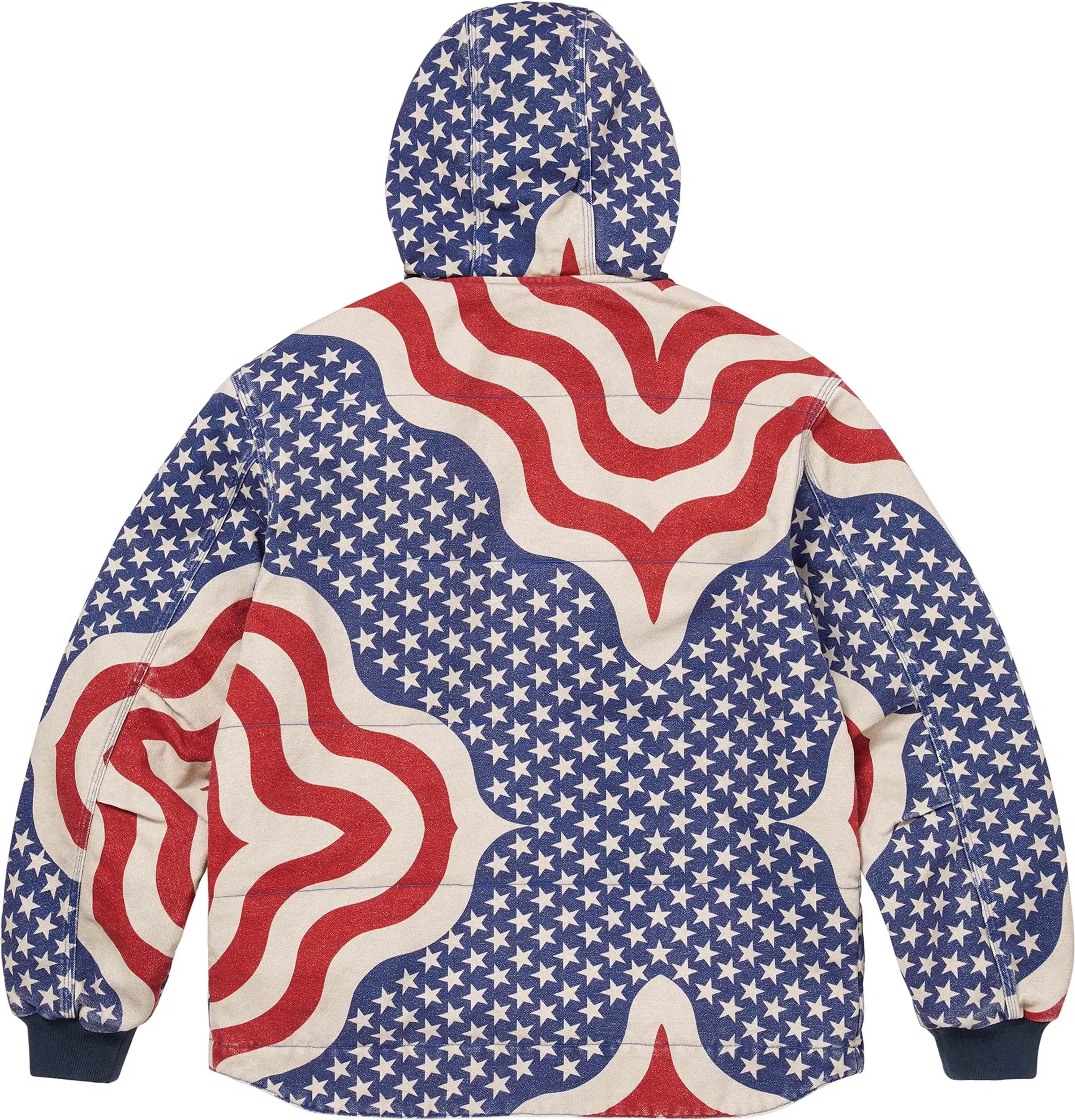 Supreme Flag Quilted Hooded Work Jacket Multicolor