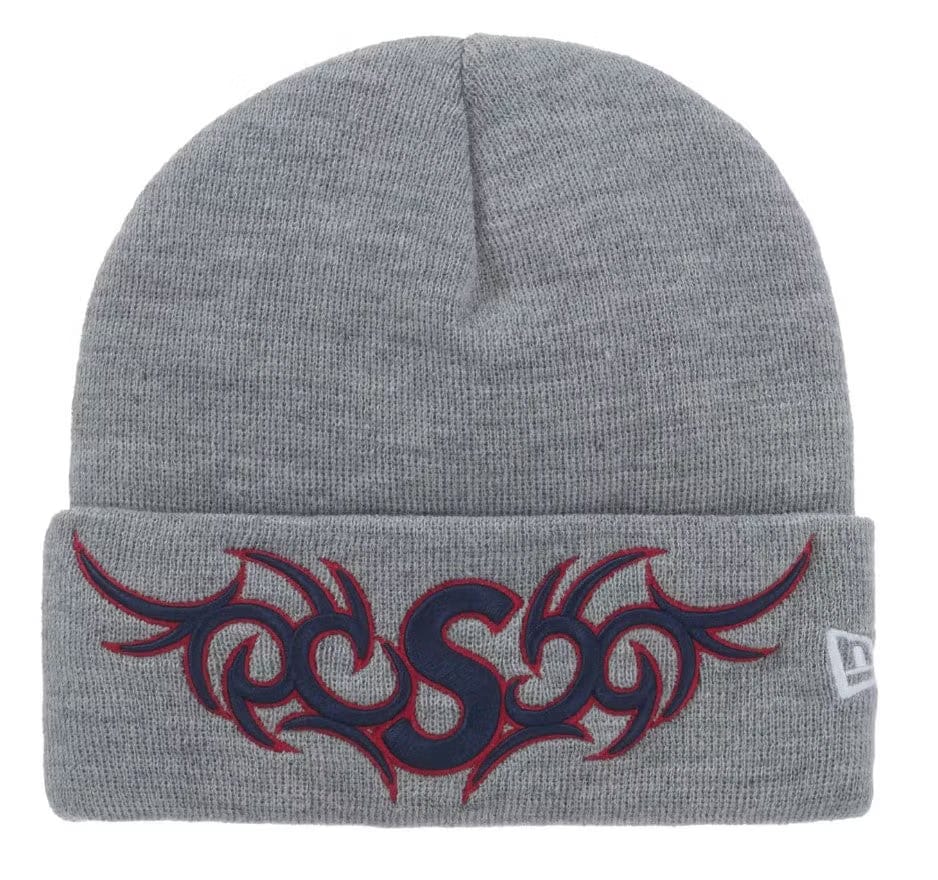Supreme New Era Tribal S Logo Beanie Heather Grey