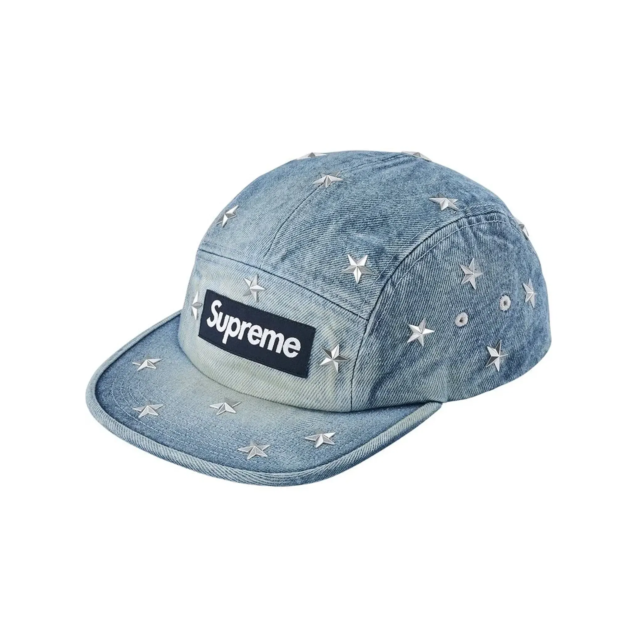 Supreme Stars Studded Denim Camp Cap Washed Indigo (SS26)