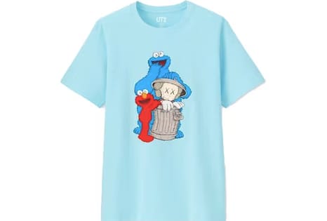 Uniqlo KAWS x Uniqlo x Sesame Street Companion Trash Can Tee Light Blue