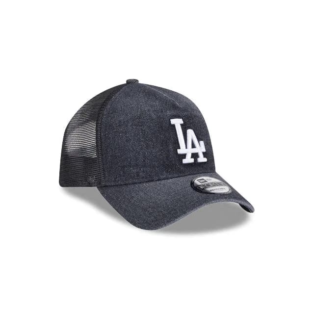 New Era L.A Dodgers 9Forty A-Frame Trucker SnapBack (Washed Black Denim)