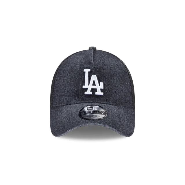 New Era L.A Dodgers 9Forty A-Frame Trucker SnapBack (Washed Black Denim)