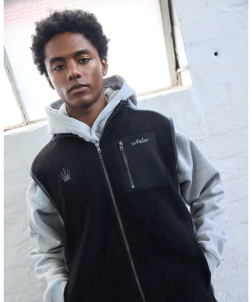 WNDRR Accent Polar Fleece Vest (Black/Grey)