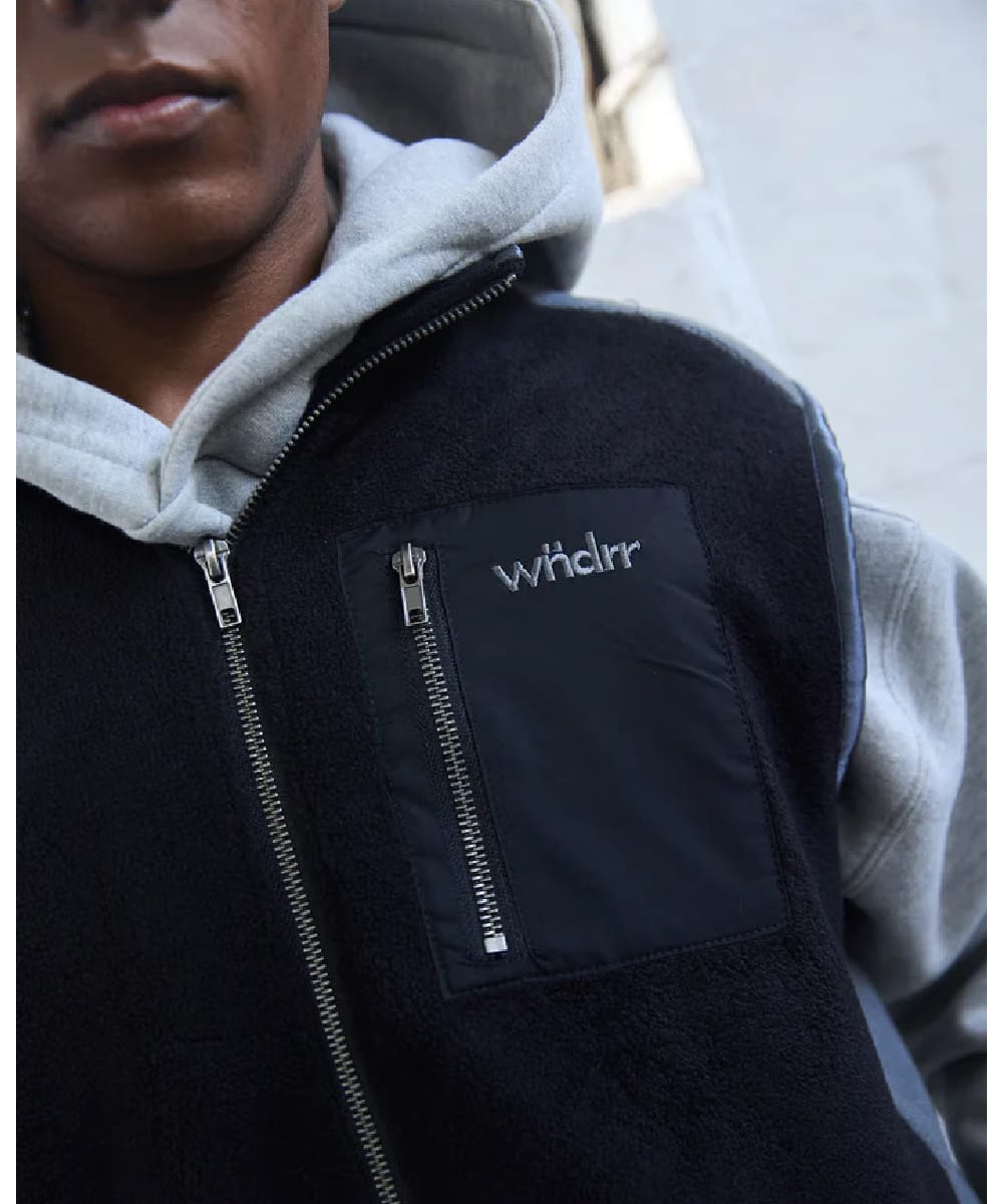 WNDRR Accent Polar Fleece Vest (Black/Grey)