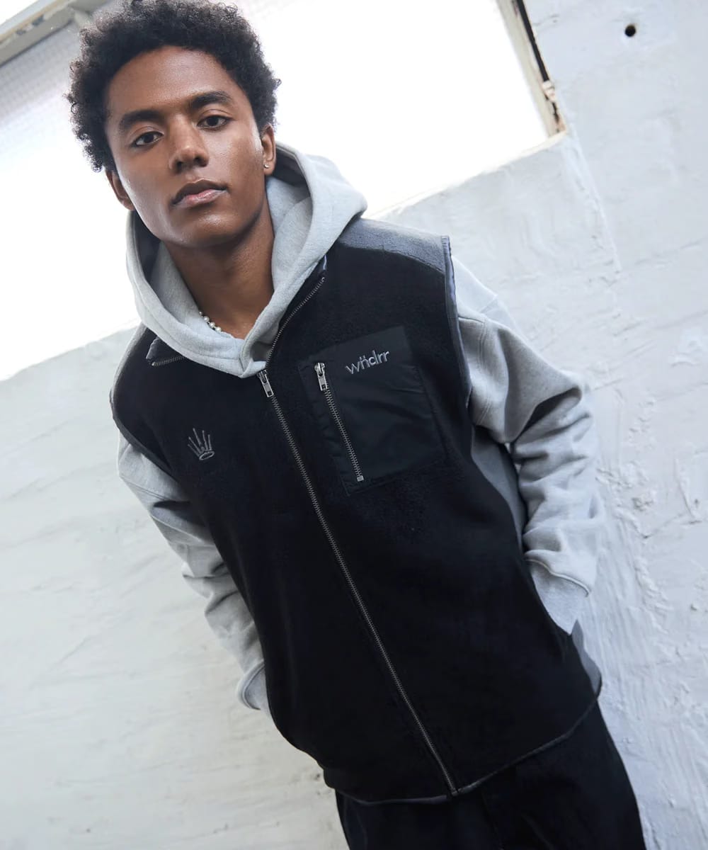 WNDRR Accent Polar Fleece Vest (Black/Grey)