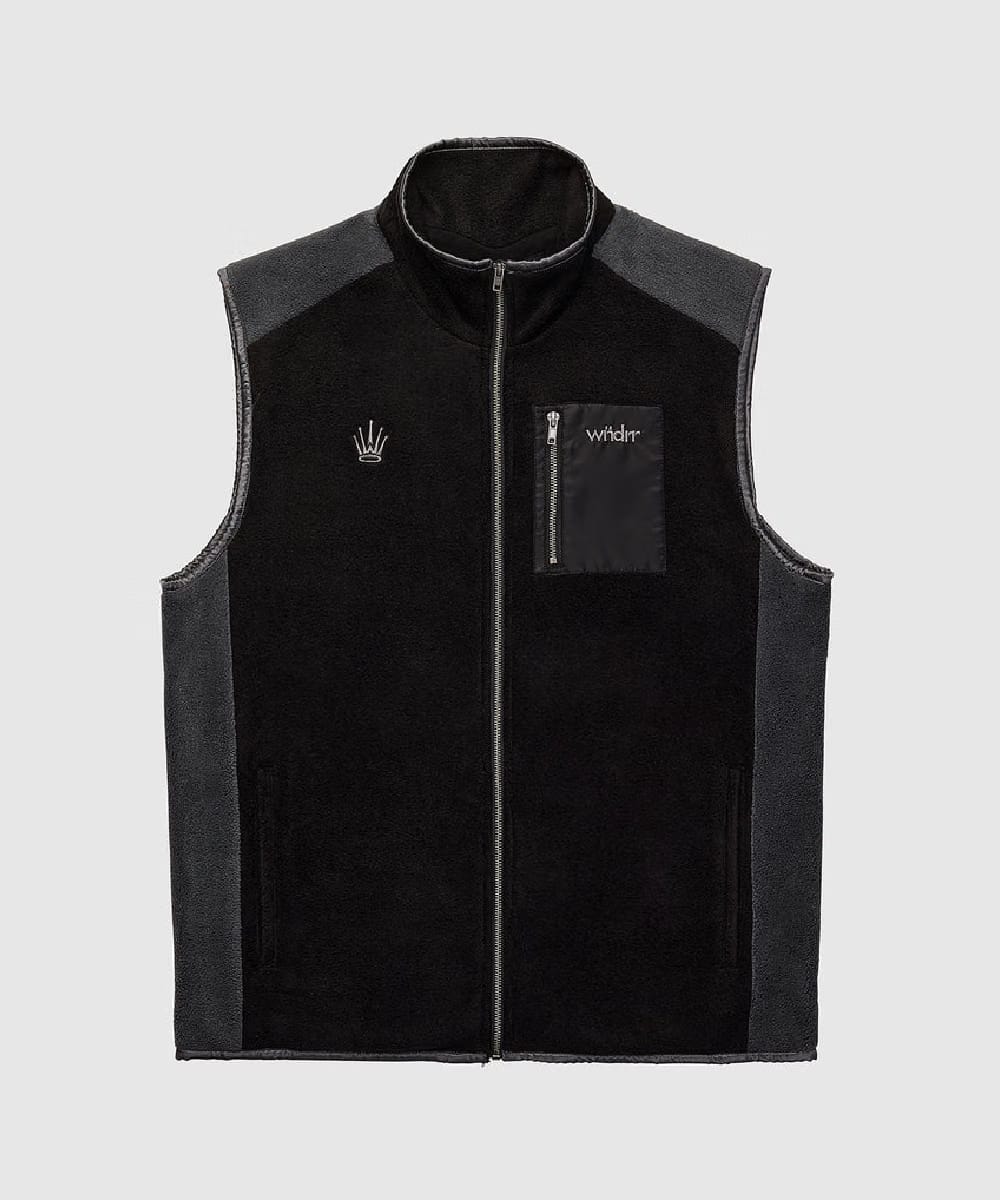 WNDRR Accent Polar Fleece Vest (Black/Grey)