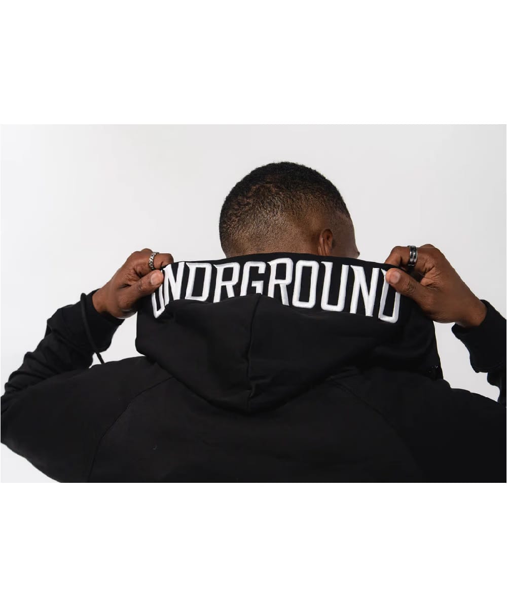 UNDRGROUND 3D Embroidered Zip Up Hoodie (Black)
