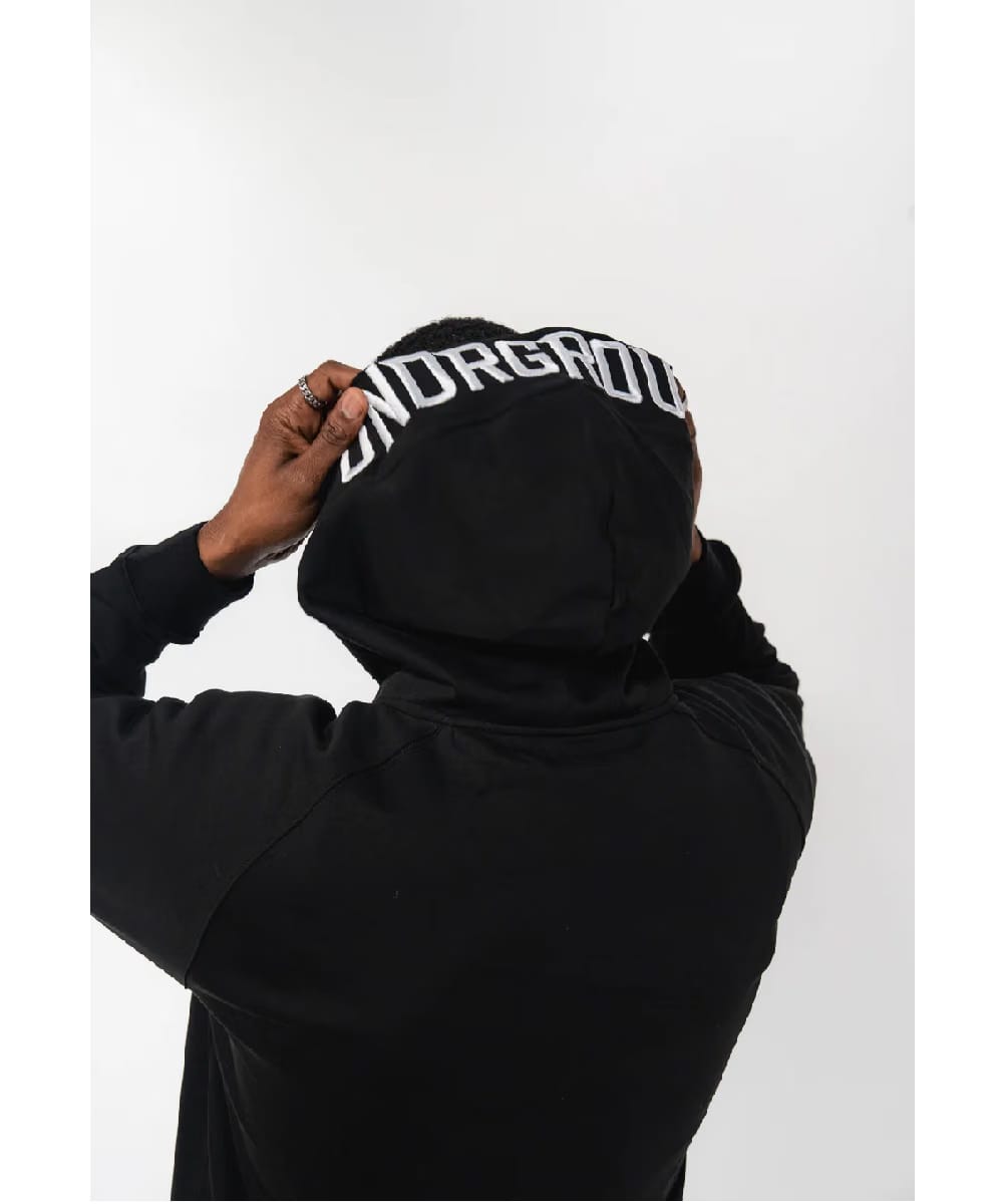 UNDRGROUND 3D Embroidered Zip Up Hoodie (Black)