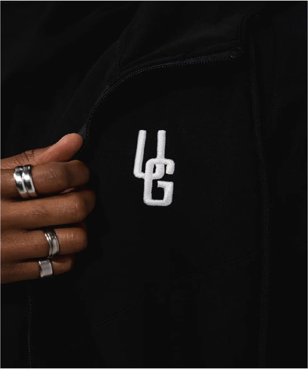 UNDRGROUND 3D Embroidered Zip Up Hoodie (Black)
