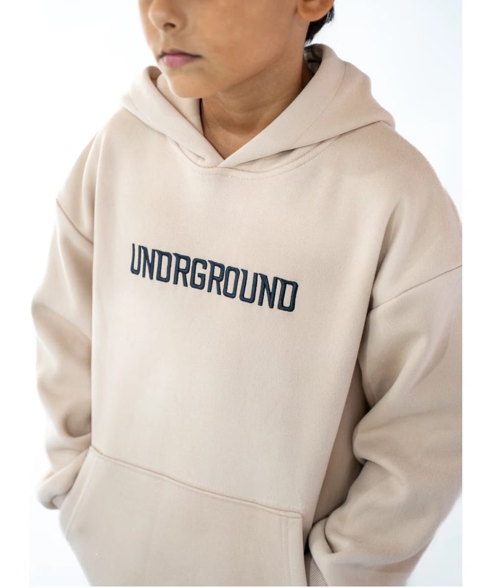 UNDRGROUND Kids “Moving In Silence” Hoodie (Tan/Black)
