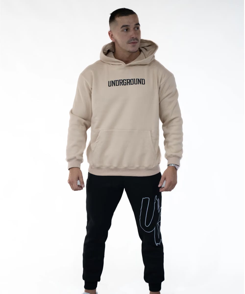 UNDRGROUND “Moving In Silence” Hoodie (Tan/Black)