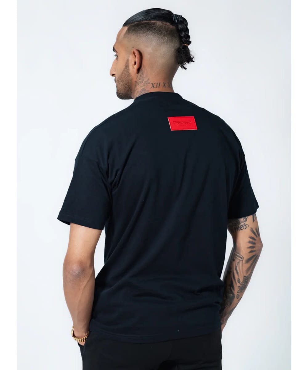 UNDRGROUND Leather Patch Tee (Black/Red)