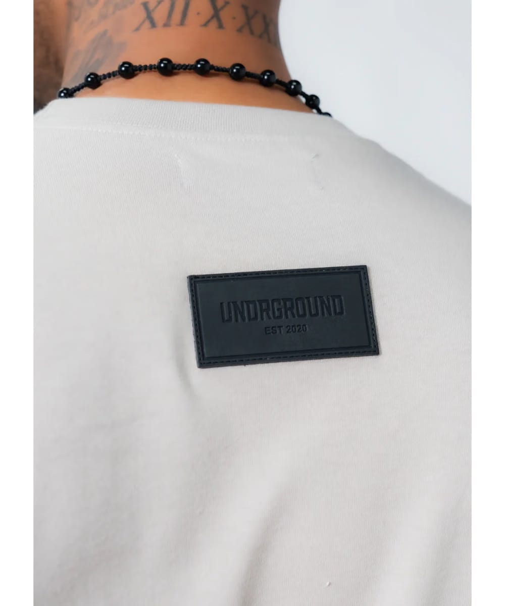 UNDRGROUND Leather Patch Tee (Taupe/Black)